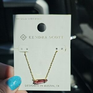 Kendra Scott Gold Necklace with Pink Stone